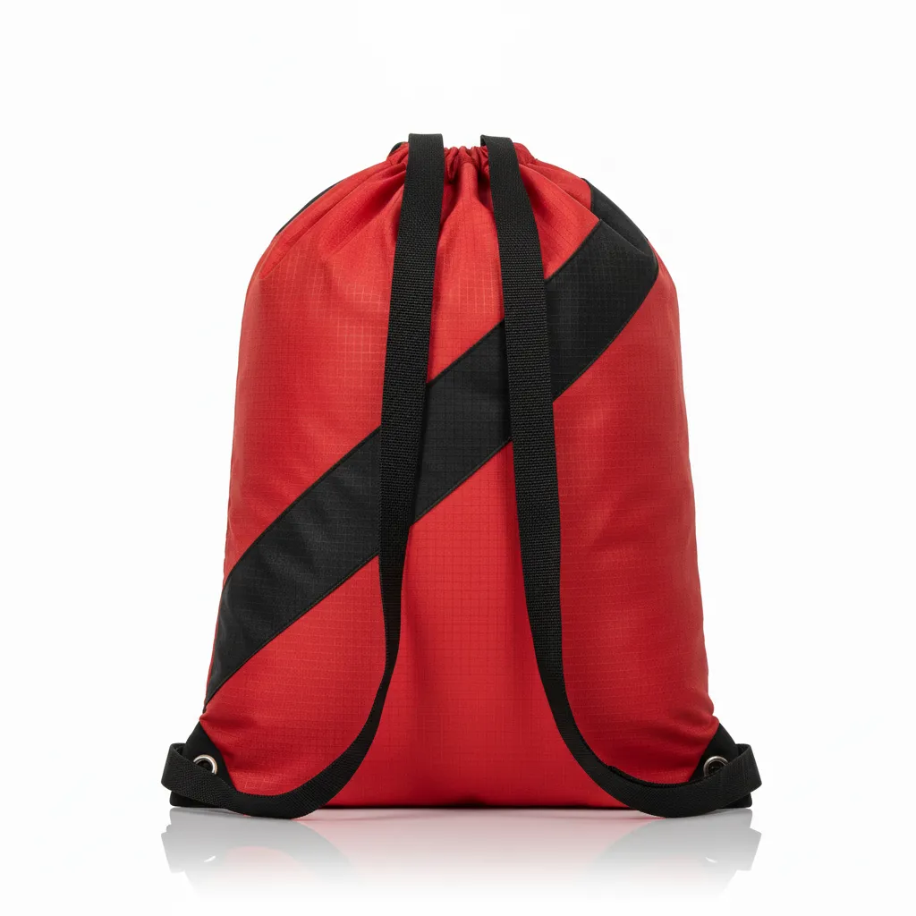Custom Wrestling Cinch Bag - Black - Cardinal Contrast Stripe - Back View - Kinexa Sportswear