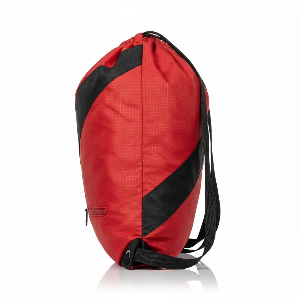 Custom Wrestling Cinch Bag - Black - Cardinal Contrast Stripe - Side View - Kinexa Sportswear