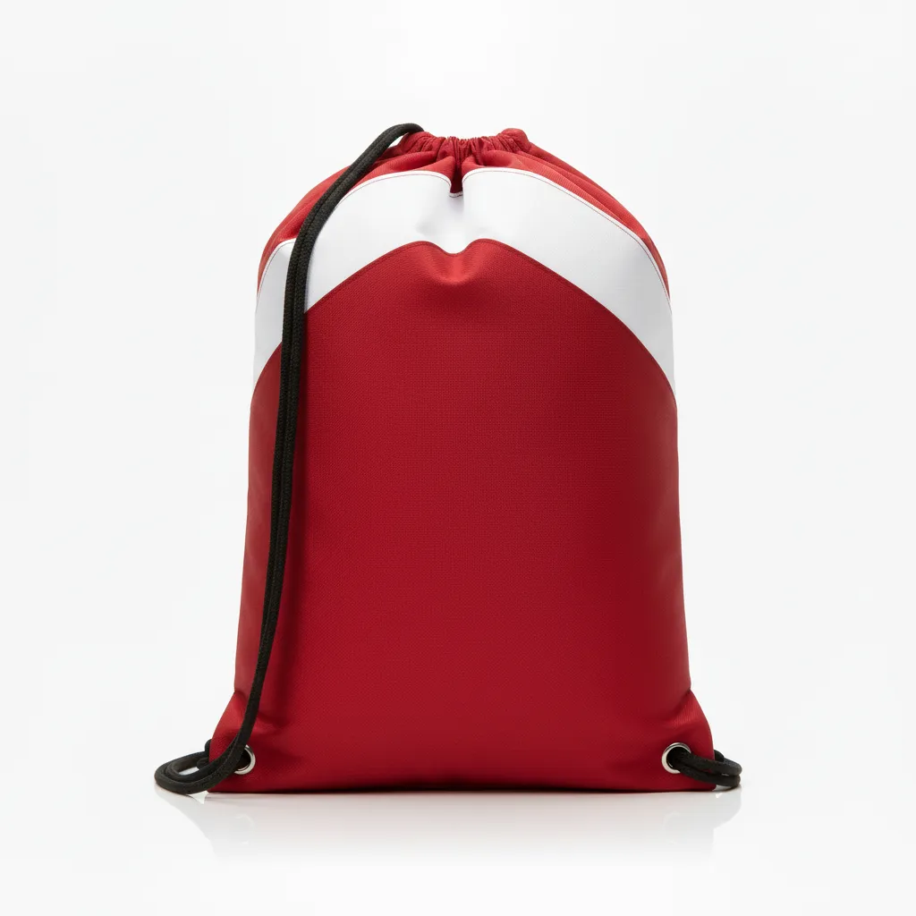 Custom Wrestling Cinch Bag - White - Cardinal Contrast Stripe - Back View - Kinexa Sportswear