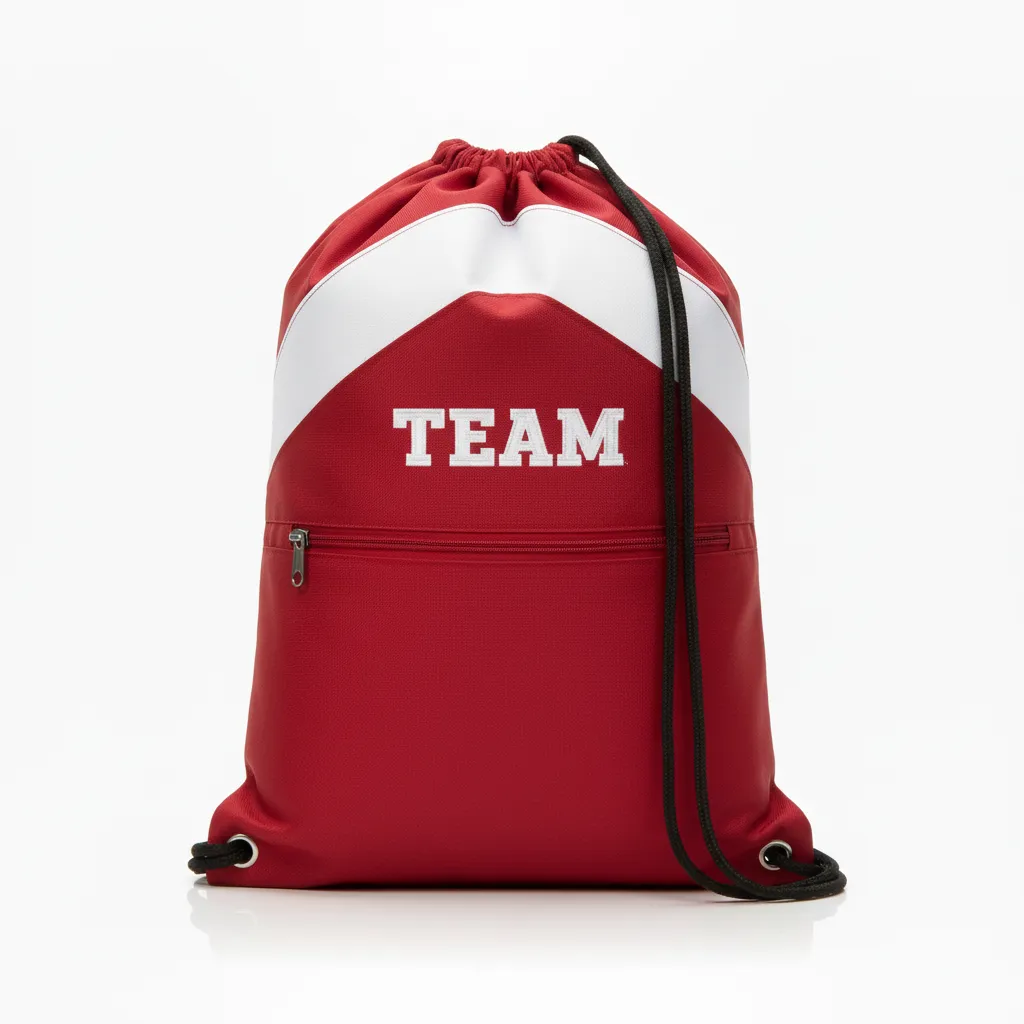 Custom Wrestling Cinch Bag - White - Cardinal Contrast Stripe - Front View - Kinexa Sportswear