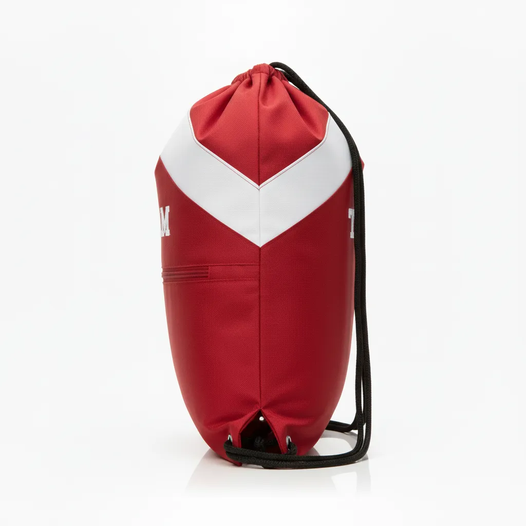 Custom Wrestling Cinch Bag - White - Cardinal Contrast Stripe - Side View - Kinexa Sportswear