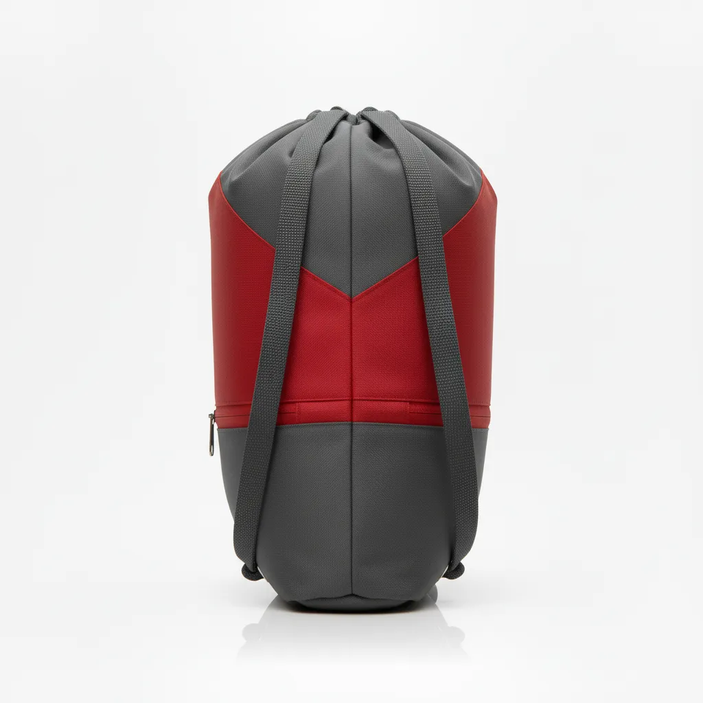 Custom Wrestling Cinch Bag - Red - Charcoal Front Panel - Back View - Kinexa Sportswear