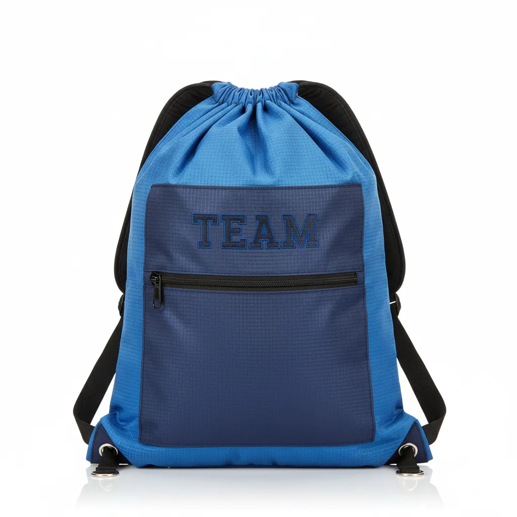 Custom Wrestling Cinch Bag - Blue, Navy - Columbia Front Panel - Front View - Kinexa Sportswear