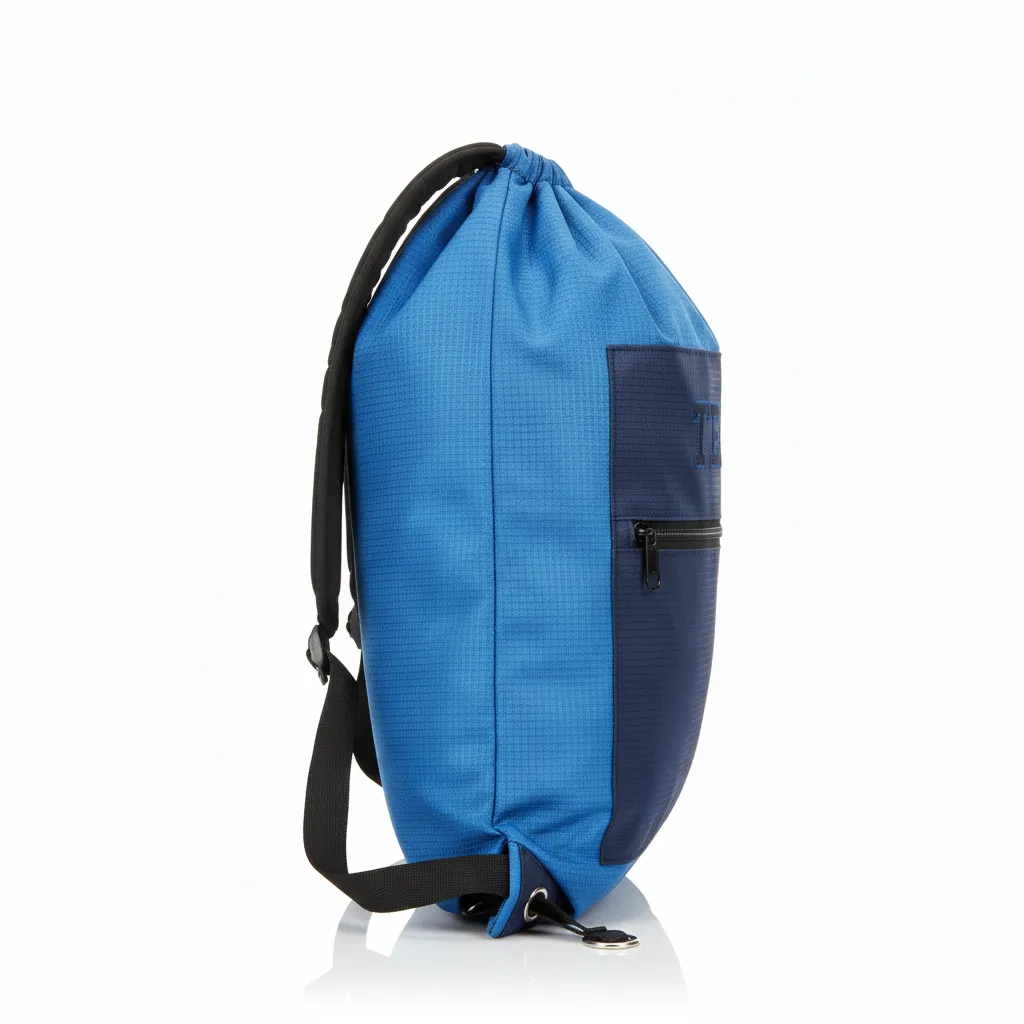 Custom Wrestling Cinch Bag - Blue, Navy - Columbia Front Panel - Side View - Kinexa Sportswear