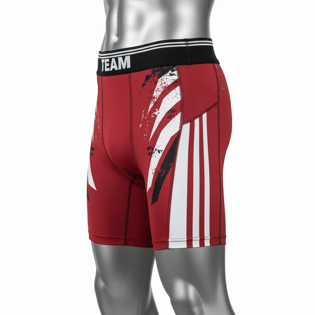 Custom Wrestling Compression Shorts - White - Cardinal Panel - Side View - Kinexa Sportswear