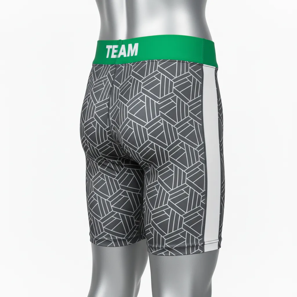 Custom Wrestling Compression Shorts - White - Charcoal Panel - Back View - Kinexa Sportswear