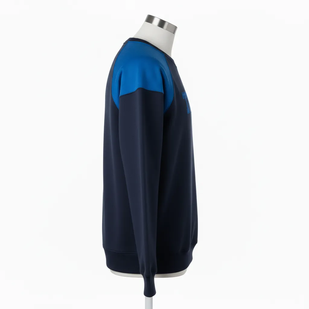 Custom Wrestling Crewneck Sweatshirt - Black - Royal Raglan - Side View - Kinexa Sportswear