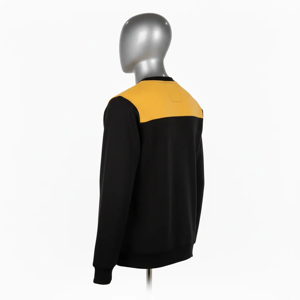 Custom Wrestling Crewneck Sweatshirt - Black, Gold - Vegas Shoulder Stripe - Back View - Kinexa Sportswear