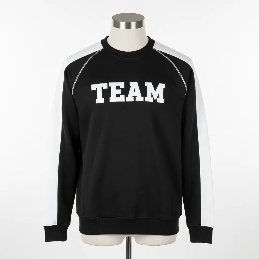 Custom Wrestling Crewneck Sweatshirt - Black, White - Raglan - Front View - Kinexa Sportswear