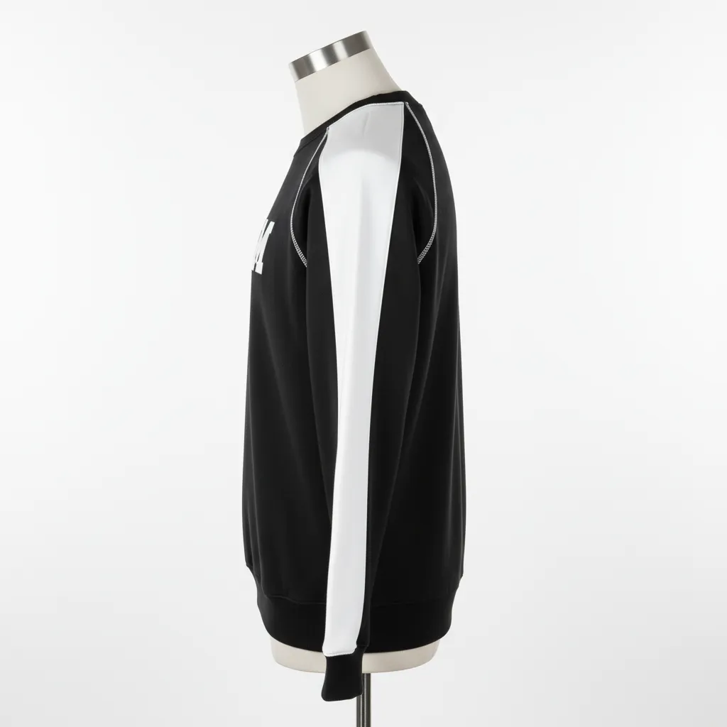Custom Wrestling Crewneck Sweatshirt - Black, White - Raglan - Side View - Kinexa Sportswear