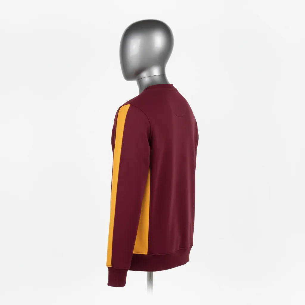 Custom Wrestling Crewneck Sweatshirt - Burgundy, Gold - Vegas Side Panel - Back View - Kinexa Sportswear