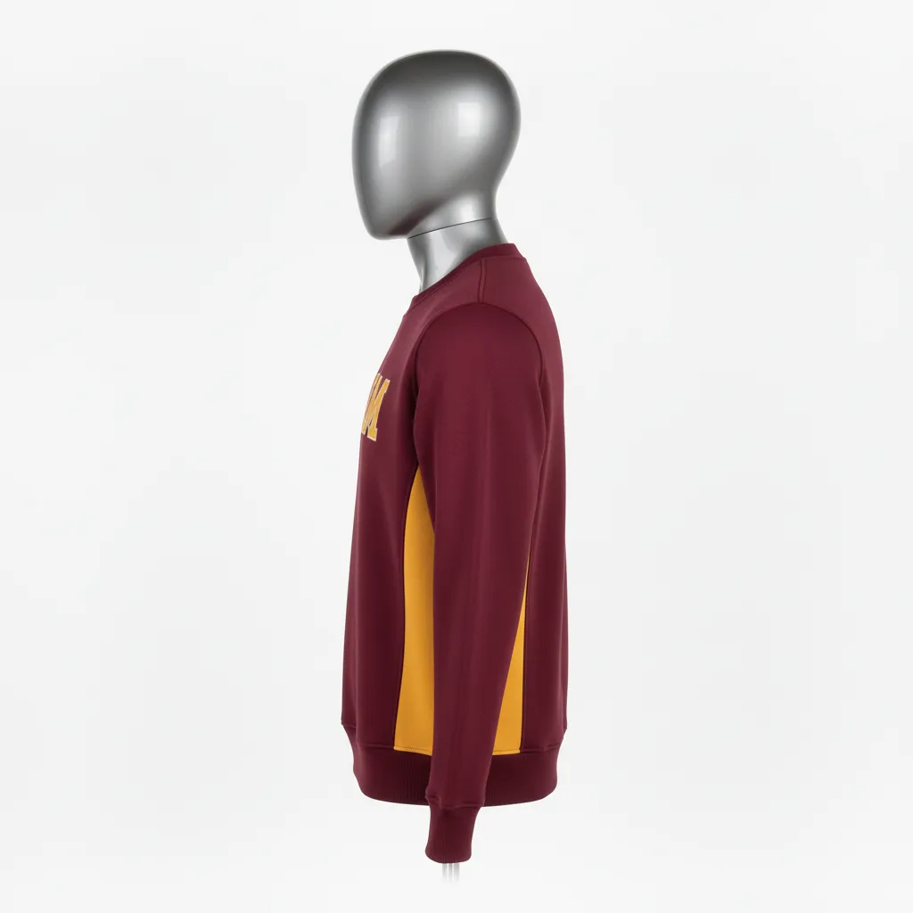 Custom Wrestling Crewneck Sweatshirt - Burgundy, Gold - Vegas Side Panel - Side View - Kinexa Sportswear