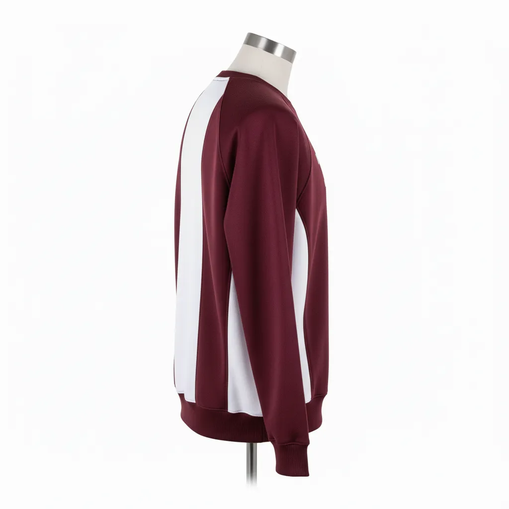 Custom Wrestling Crewneck Sweatshirt - Burgundy, White - Side Panel - Back View - Kinexa Sportswear