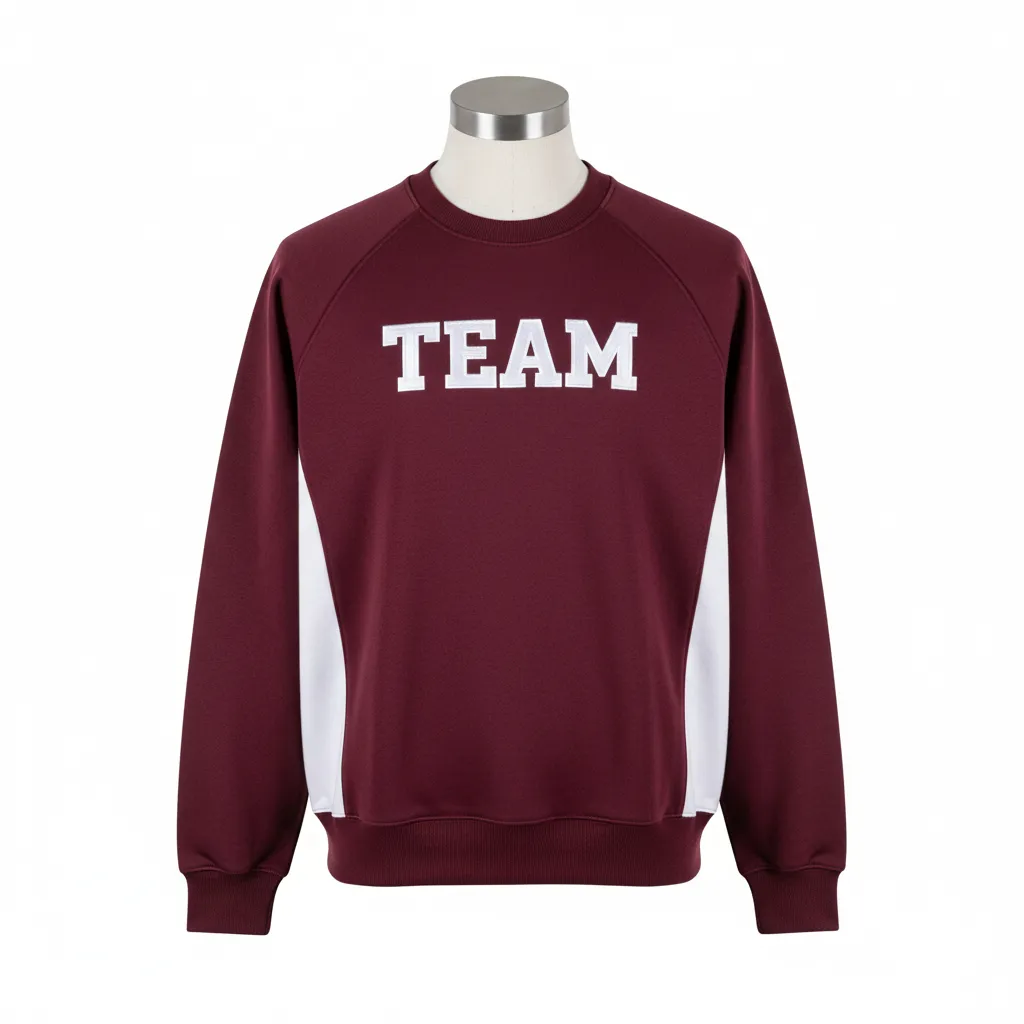 Custom Wrestling Crewneck Sweatshirt - Burgundy, White - Side Panel - Front View - Kinexa Sportswear