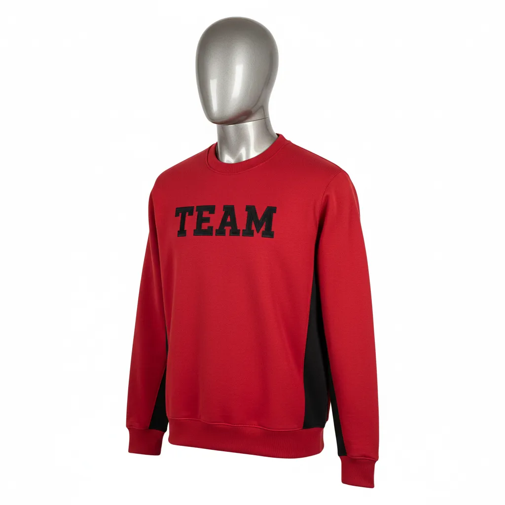Custom Wrestling Crewneck Sweatshirt - Black - Cardinal Side Panel - Front View - Kinexa Sportswear