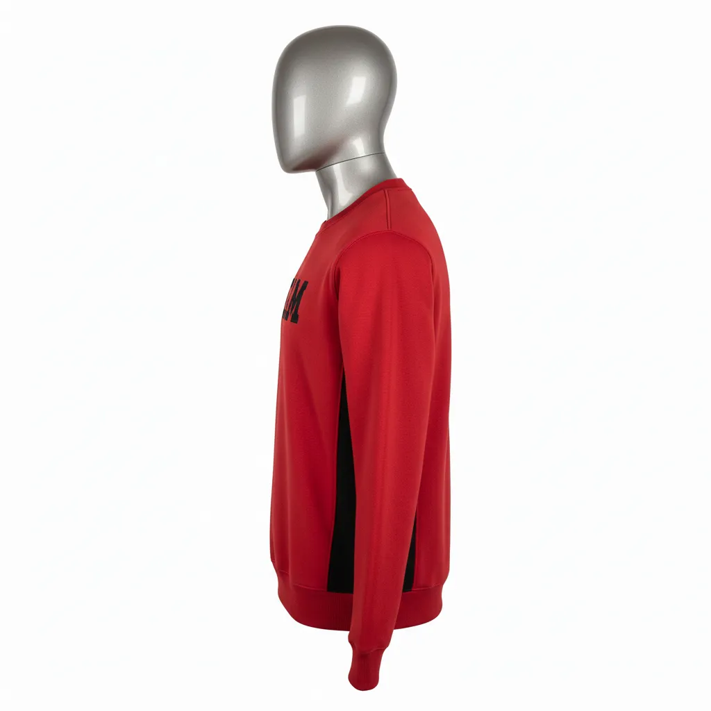Custom Wrestling Crewneck Sweatshirt - Black - Cardinal Side Panel - Side View - Kinexa Sportswear