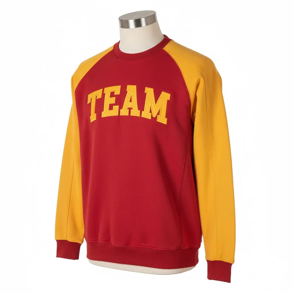Custom Wrestling Crewneck Sweatshirt - Gold - Cardinal Vegas Raglan - Front View - Kinexa Sportswear