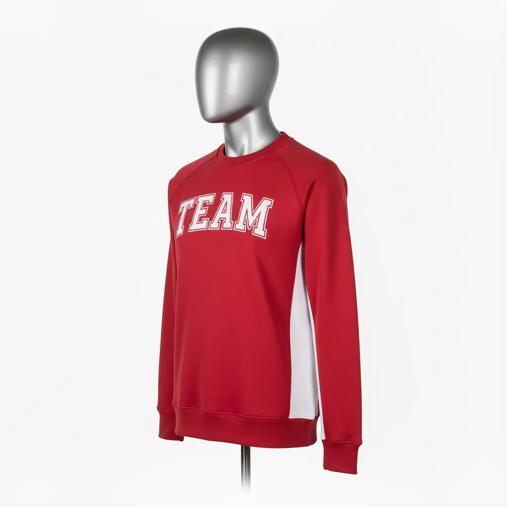 Custom Wrestling Crewneck Sweatshirt - White - Cardinal Side Panel - Front View - Kinexa Sportswear