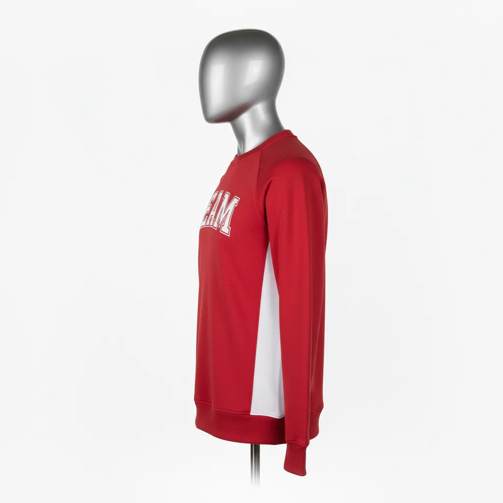 Custom Wrestling Crewneck Sweatshirt - White - Cardinal Side Panel - Side View - Kinexa Sportswear