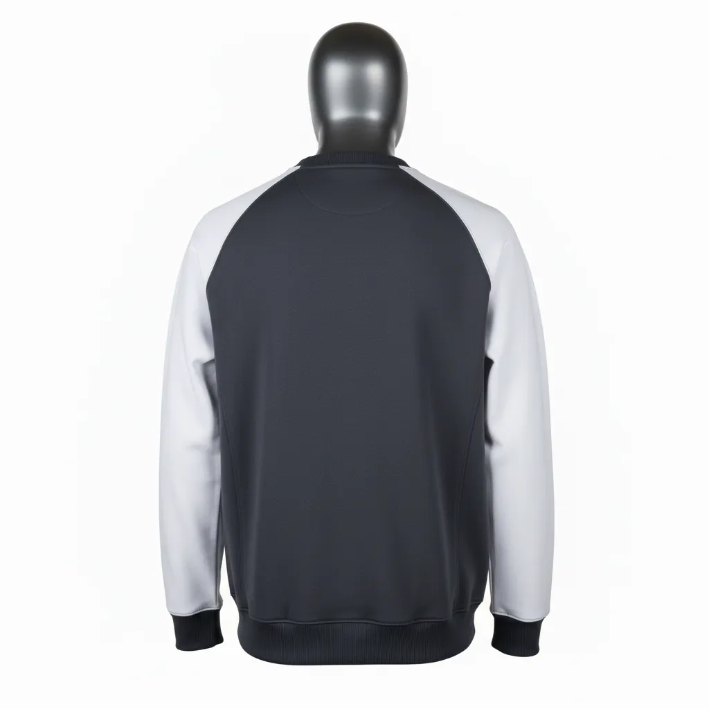 Custom Wrestling Crewneck Sweatshirt - White - Charcoal Raglan - Back View - Kinexa Sportswear