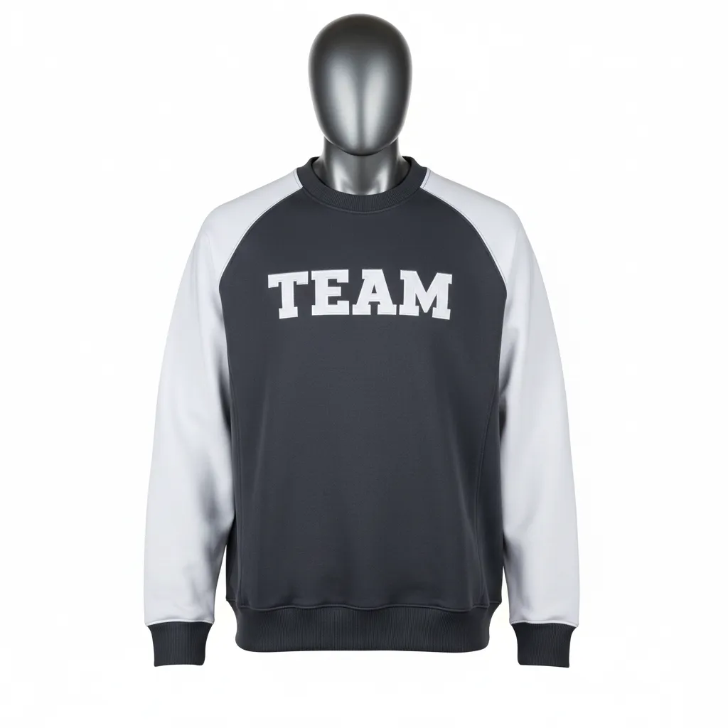 Custom Wrestling Crewneck Sweatshirt - White - Charcoal Raglan - Front View - Kinexa Sportswear