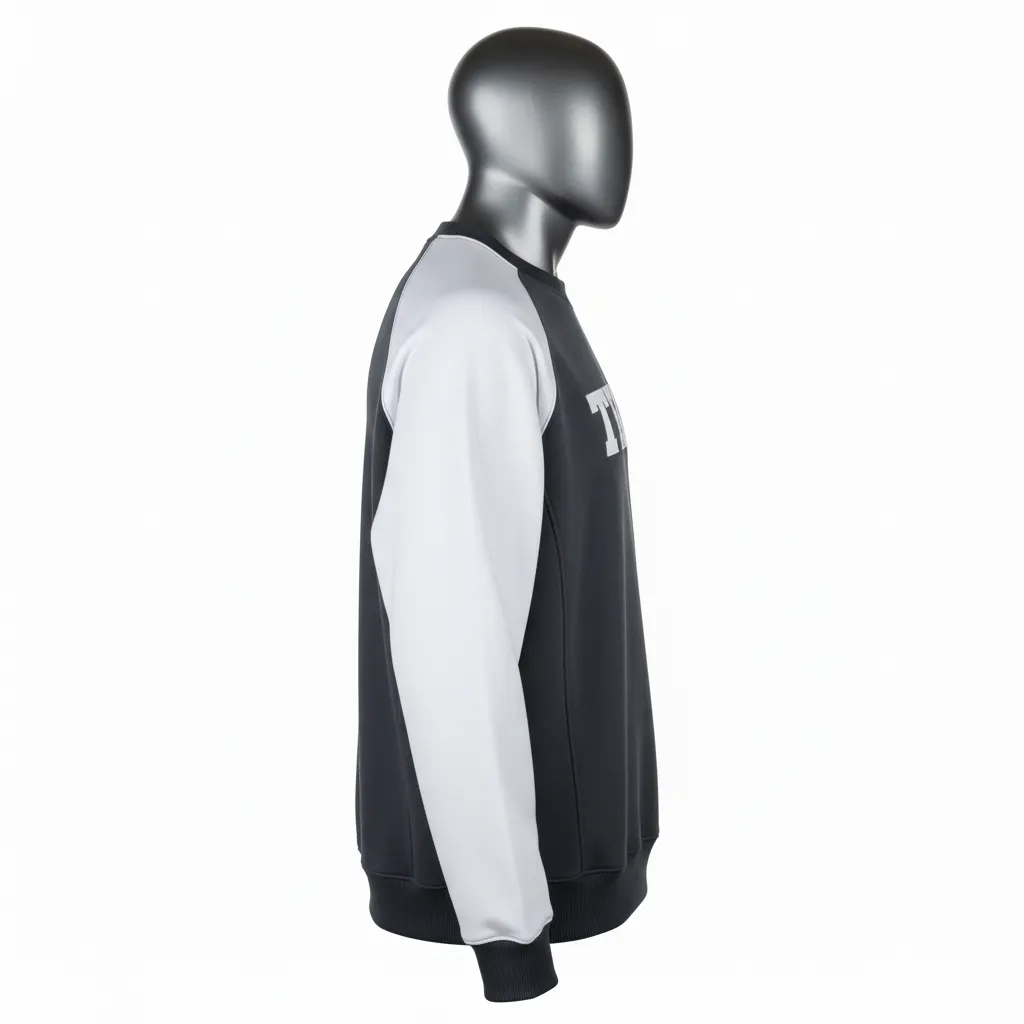 Custom Wrestling Crewneck Sweatshirt - White - Charcoal Raglan - Side View - Kinexa Sportswear