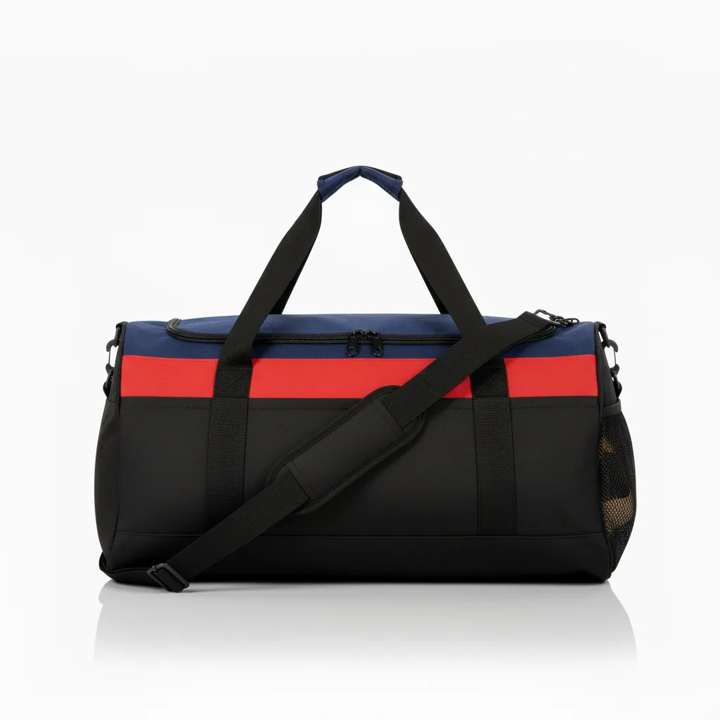 Custom Wrestling Duffle Bag - Black, Red - Contrast Stripe - Back View - Kinexa Sportswear