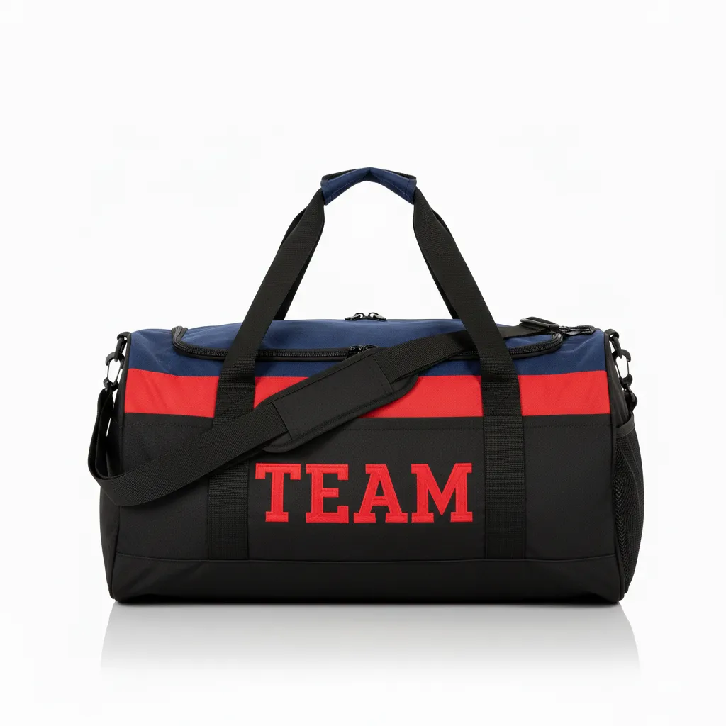 Custom Wrestling Duffle Bag - Black, Red - Contrast Stripe - Front View - Kinexa Sportswear