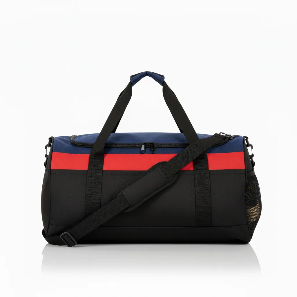 Custom Wrestling Duffle Bag - Black, Red - Contrast Stripe - Side View - Kinexa Sportswear