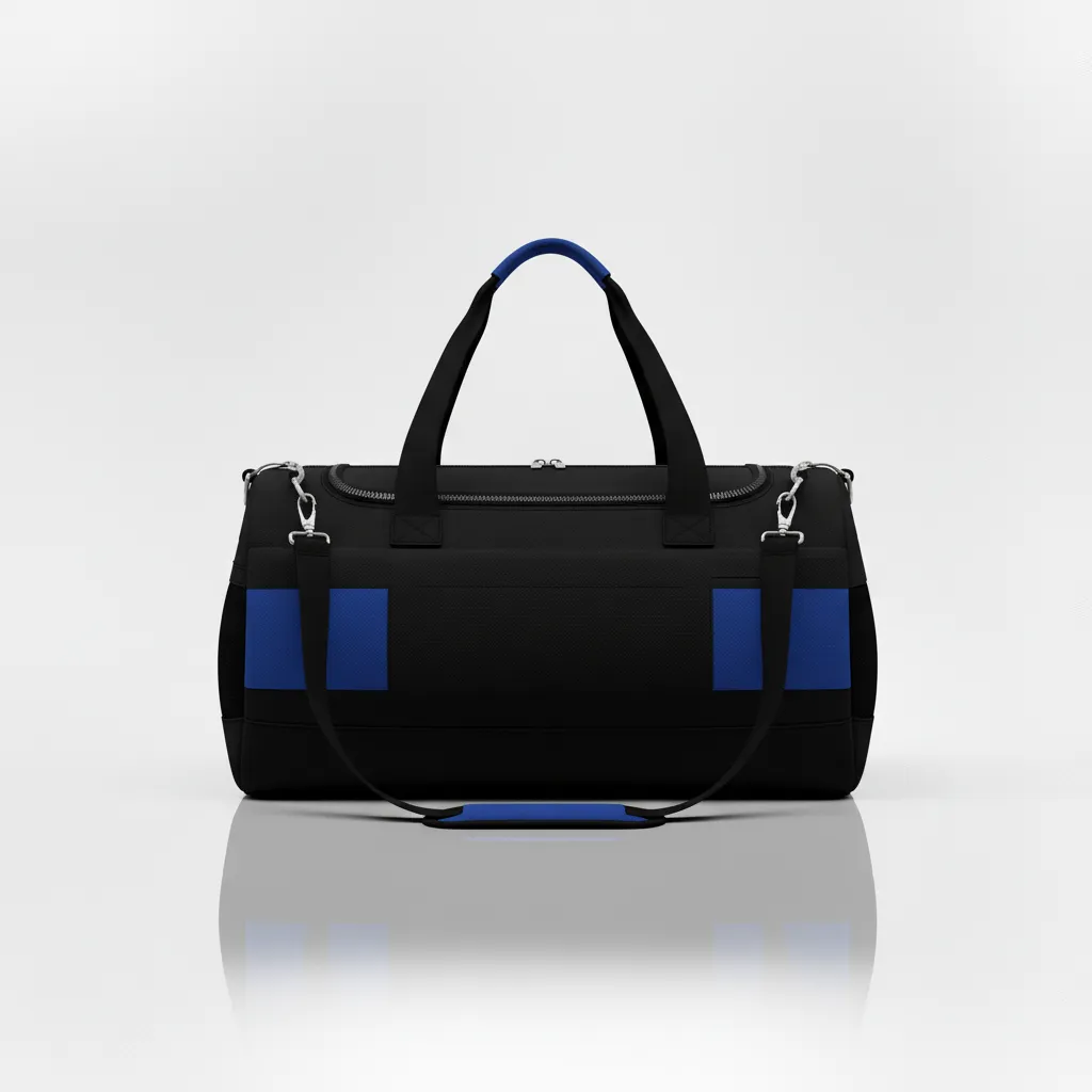 Custom Wrestling Duffle Bag - Black - Royal Contrast Stripe - Back View - Kinexa Sportswear