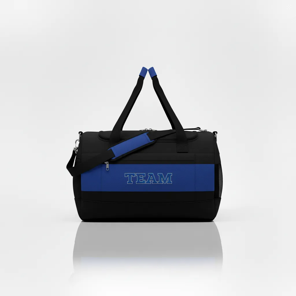 Custom Wrestling Duffle Bag - Black - Royal Contrast Stripe - Front View - Kinexa Sportswear