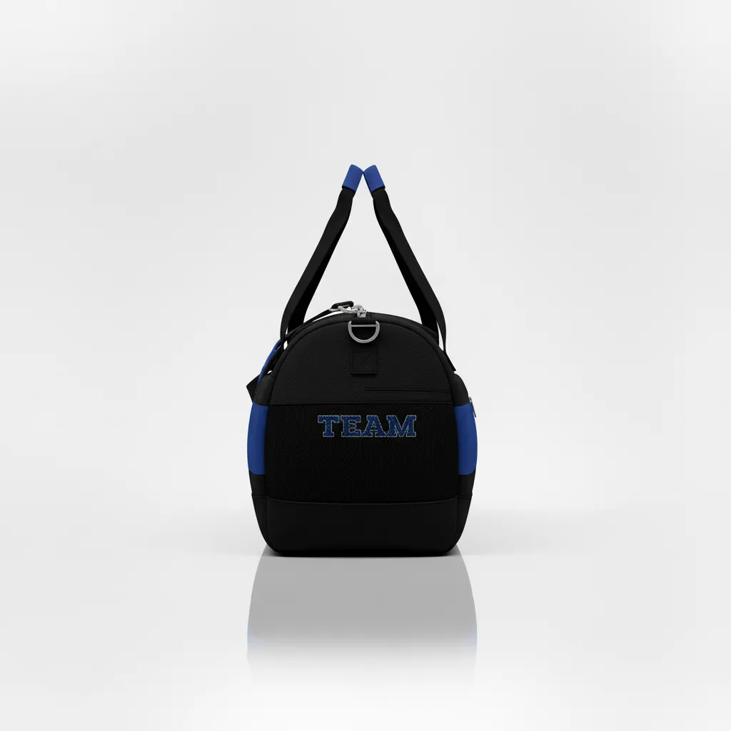 Custom Wrestling Duffle Bag - Black - Royal Contrast Stripe - Side View - Kinexa Sportswear