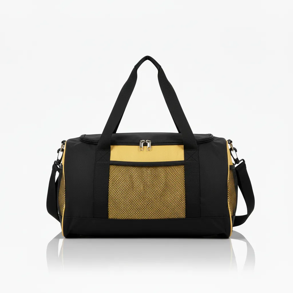 Custom Wrestling Duffle Bag - Black, Gold - Vegas Side Panel - Back View - Kinexa Sportswear