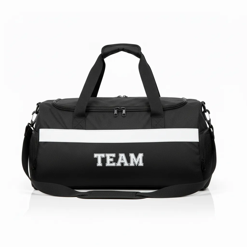 Custom Wrestling Duffle Bag - Black, White - Contrast Stripe - Back View - Kinexa Sportswear