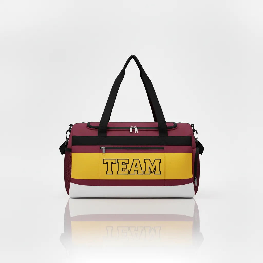 Custom Wrestling Duffle Bag - Burgundy, Gold - Vegas Contrast Stripe - Front View - Kinexa Sportswear
