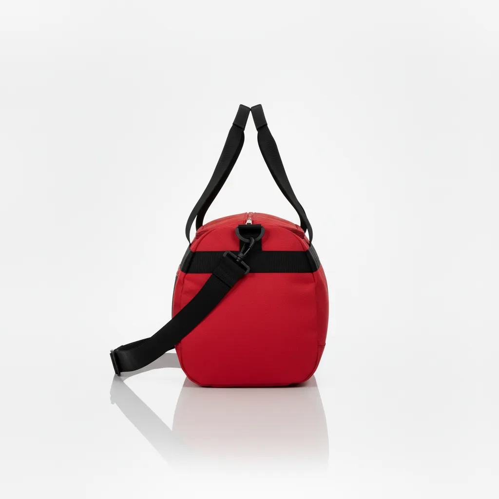 Custom Wrestling Duffle Bag - Black - Cardinal Contrast Stripe - Back View - Kinexa Sportswear