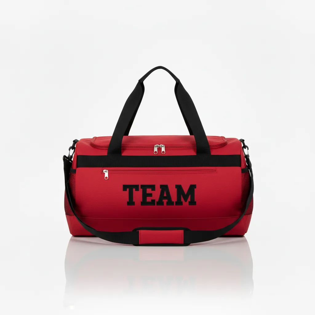 Custom Wrestling Duffle Bag - Black - Cardinal Contrast Stripe - Front View - Kinexa Sportswear