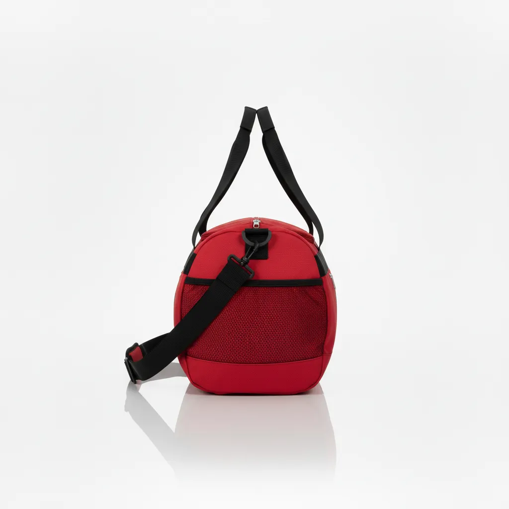 Custom Wrestling Duffle Bag - Black - Cardinal Contrast Stripe - Side View - Kinexa Sportswear