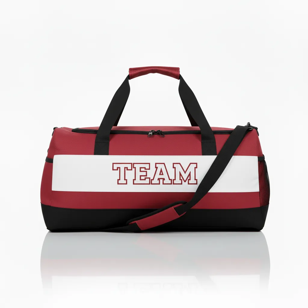 Custom Wrestling Duffle Bag - White - Cardinal Contrast Stripe - Back View - Kinexa Sportswear