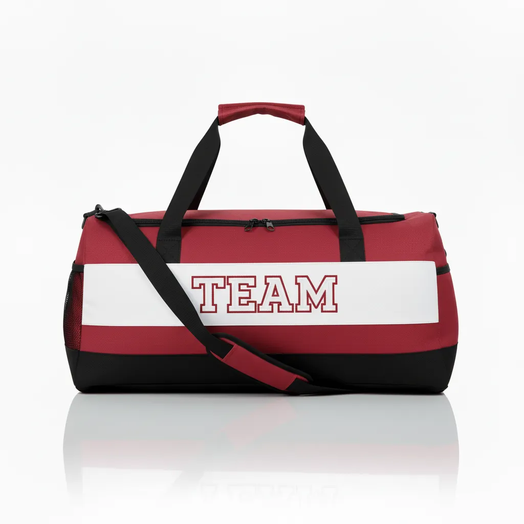 Custom Wrestling Duffle Bag - White - Cardinal Contrast Stripe - Side View - Kinexa Sportswear