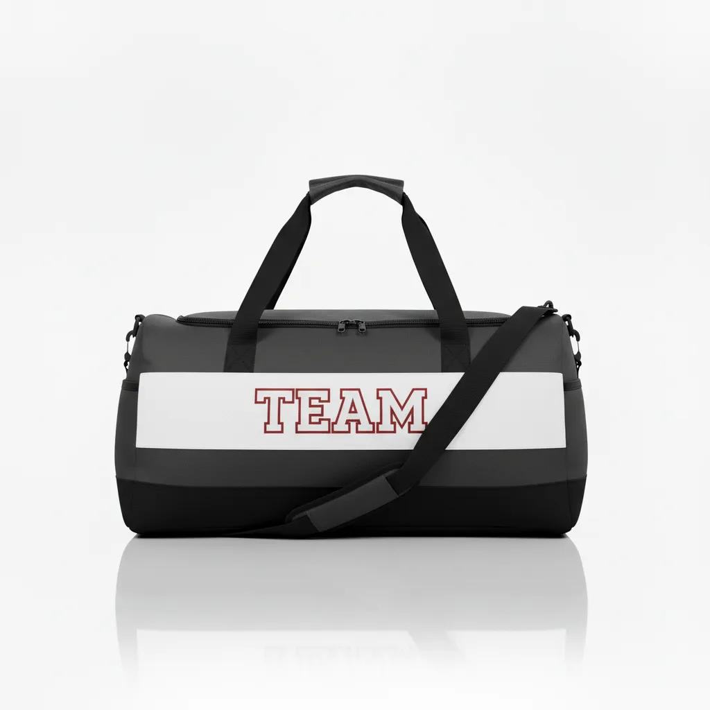 Custom Wrestling Duffle Bag - Red - Charcoal Side Panel - Back View - Kinexa Sportswear