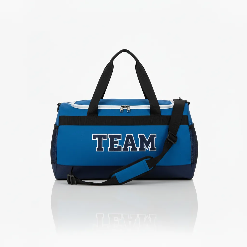Custom Wrestling Duffle Bag - Blue, Navy - Columbia Side Panel - Front View - Kinexa Sportswear