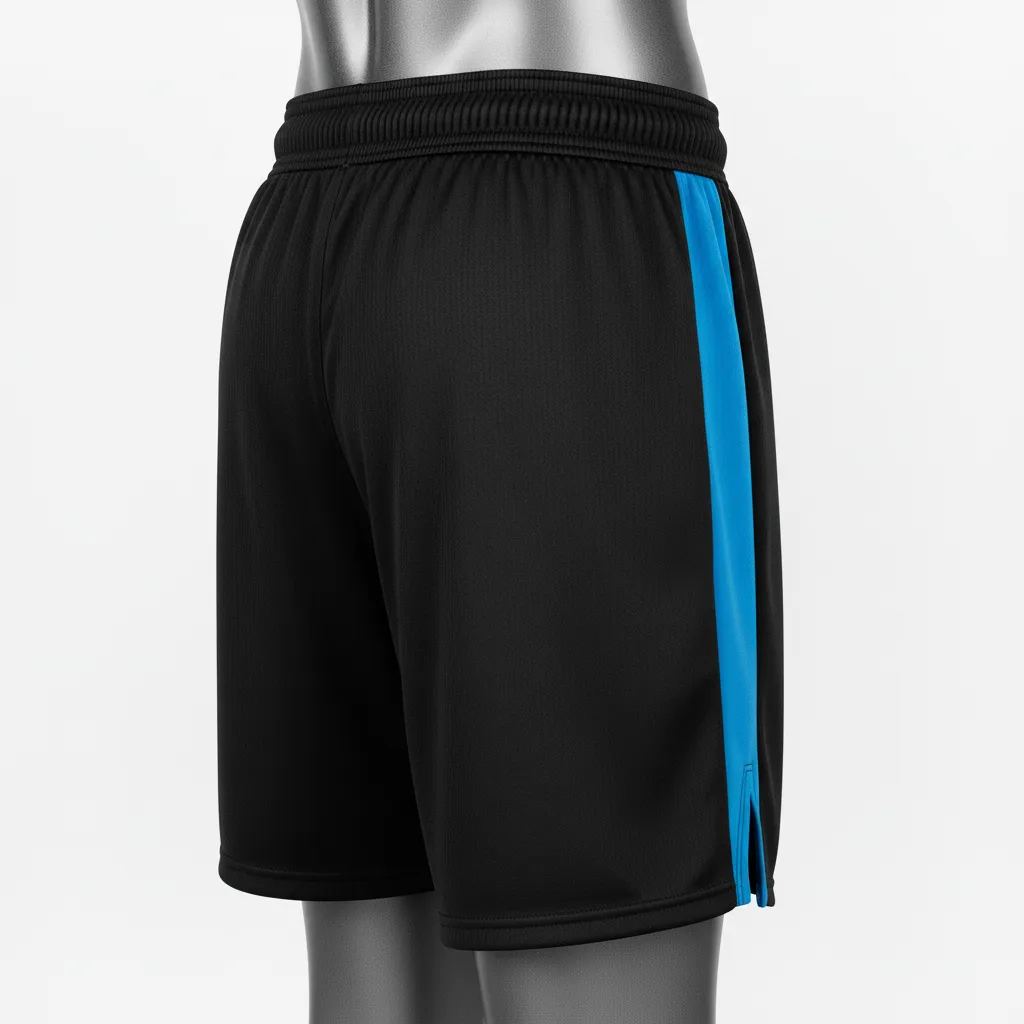 Custom Wrestling Fight Shorts - Black - Royal Panel - Back View - Kinexa Sportswear