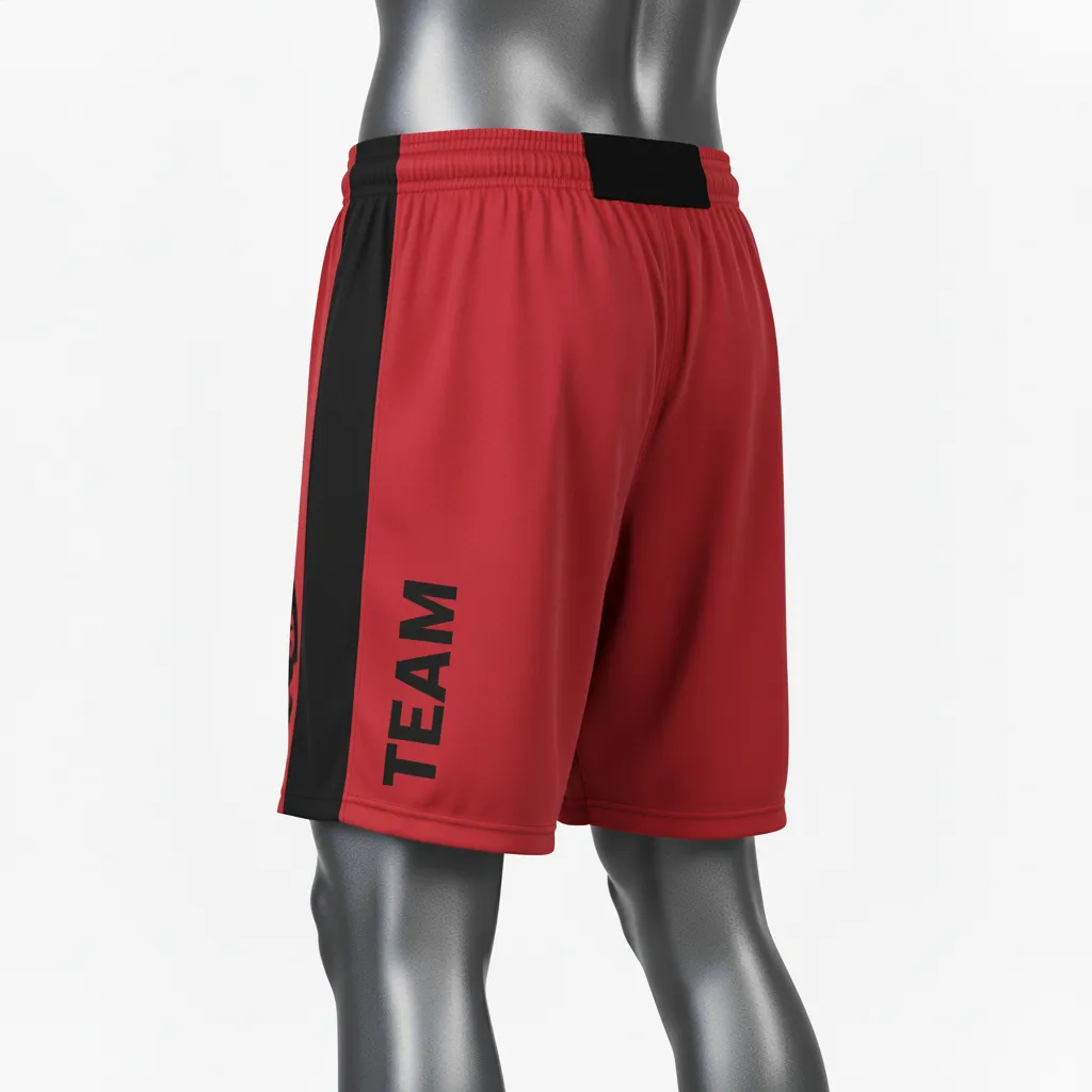 Custom Wrestling Fight Shorts - Black - Cardinal Panel - Front View - Kinexa Sportswear