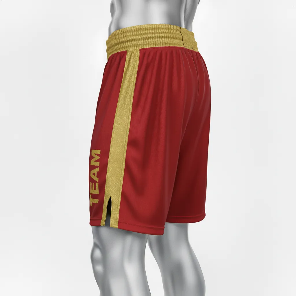 Custom Wrestling Fight Shorts - Gold - Cardinal Vegas Panel - Back View - Kinexa Sportswear
