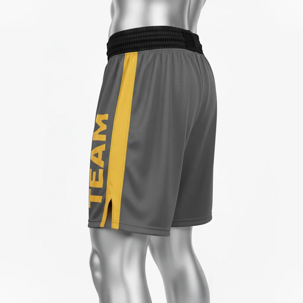 Custom Wrestling Fight Shorts - Gold - Charcoal Vegas Stripe - Front View - Kinexa Sportswear