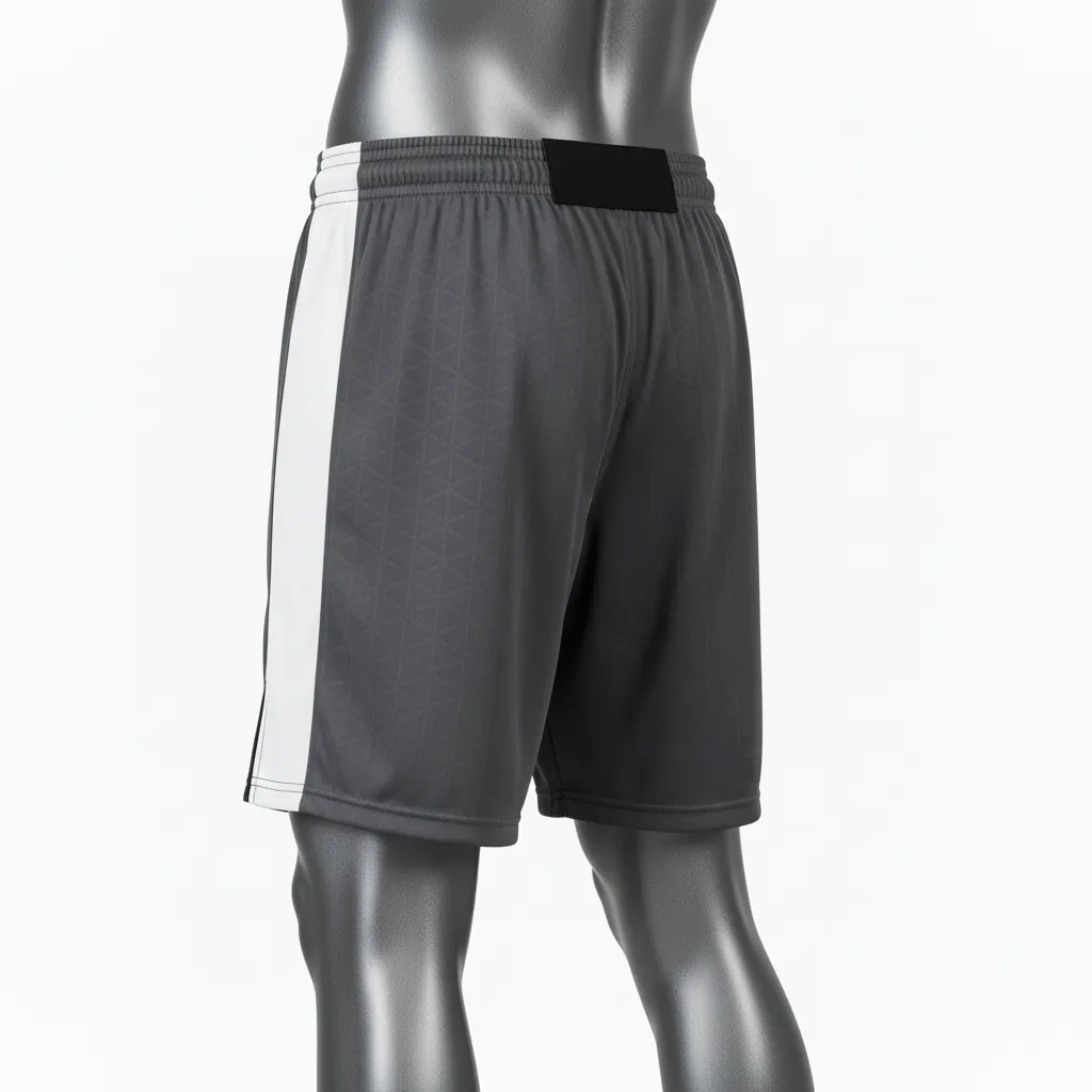 Custom Wrestling Fight Shorts - White - Charcoal Panel - Back View - Kinexa Sportswear