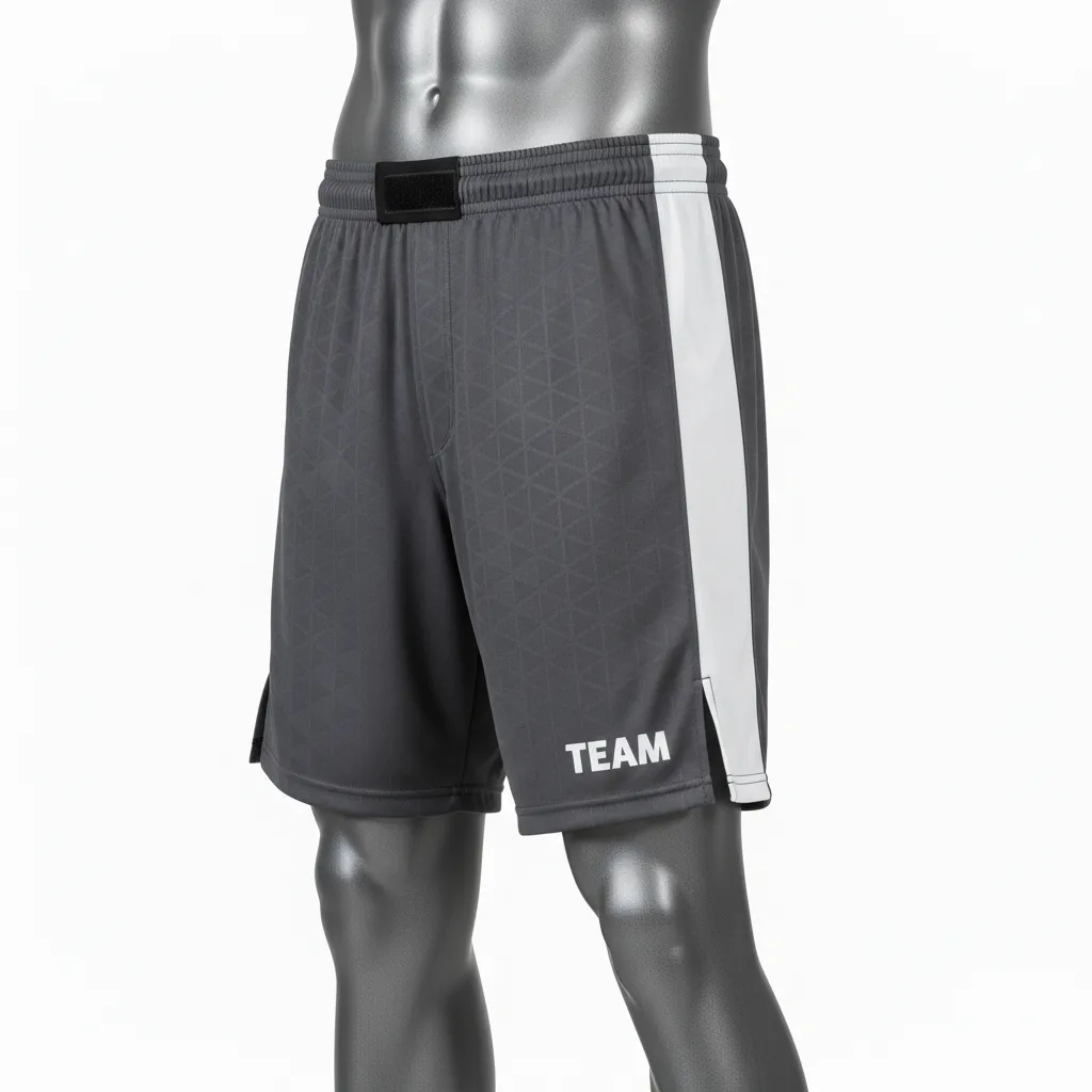 Custom Wrestling Fight Shorts - White - Charcoal Panel - Front View - Kinexa Sportswear