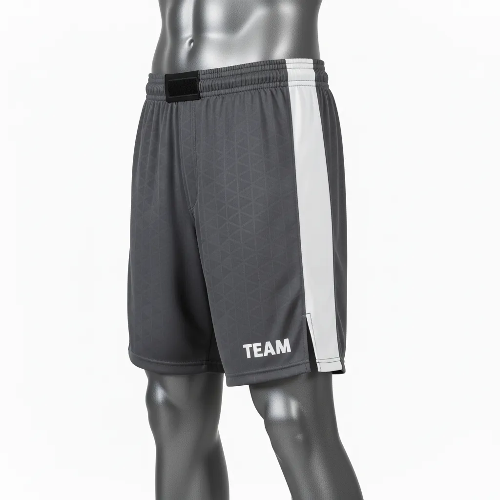 Custom Wrestling Fight Shorts - White - Charcoal Panel - Side View - Kinexa Sportswear