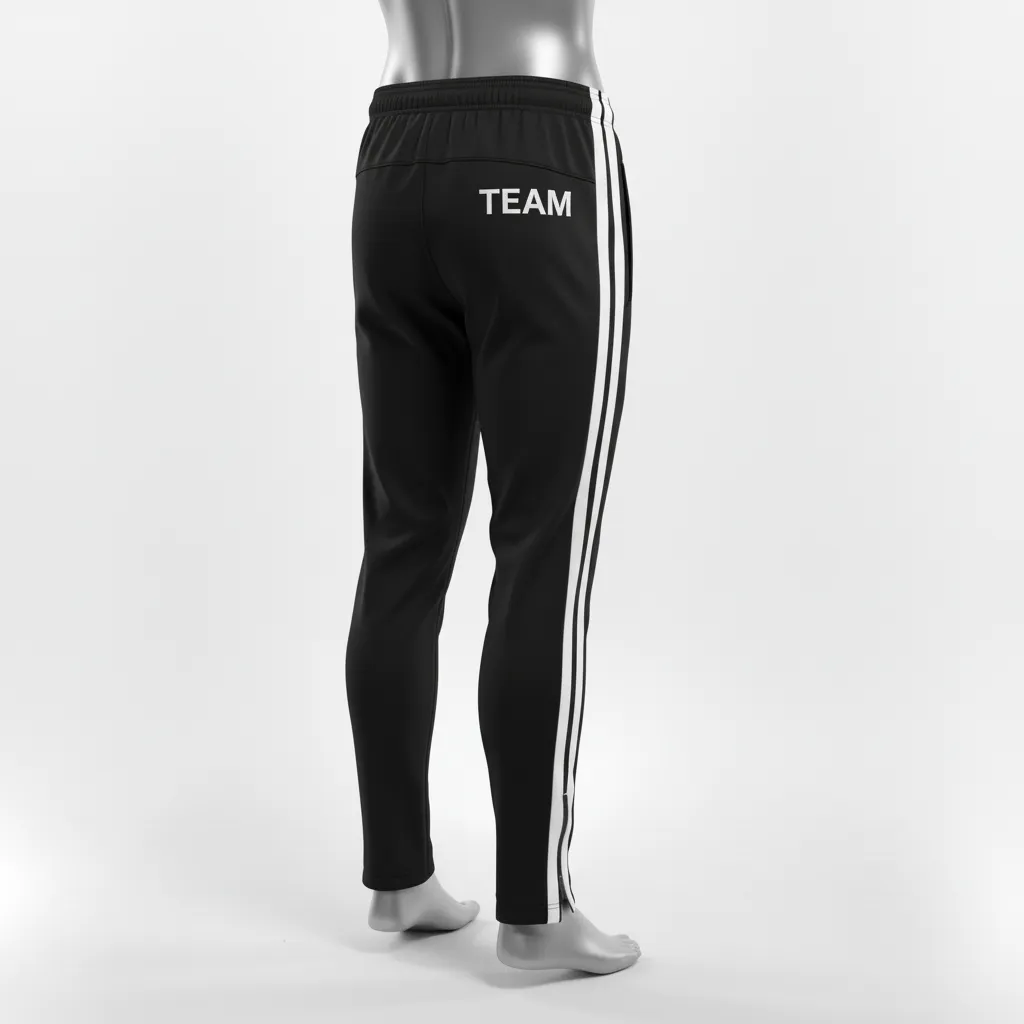 Custom Wrestling Full Length Warmup Pant - Black, White - Dual Stripe - Front View - Kinexa Sportswear